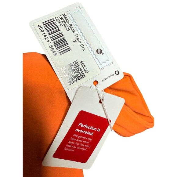 Lululemon Mesh-Back Train Bra Size 2 Medium Support A Cup or B Cup W2D30S Orange - Picture 5 of 13